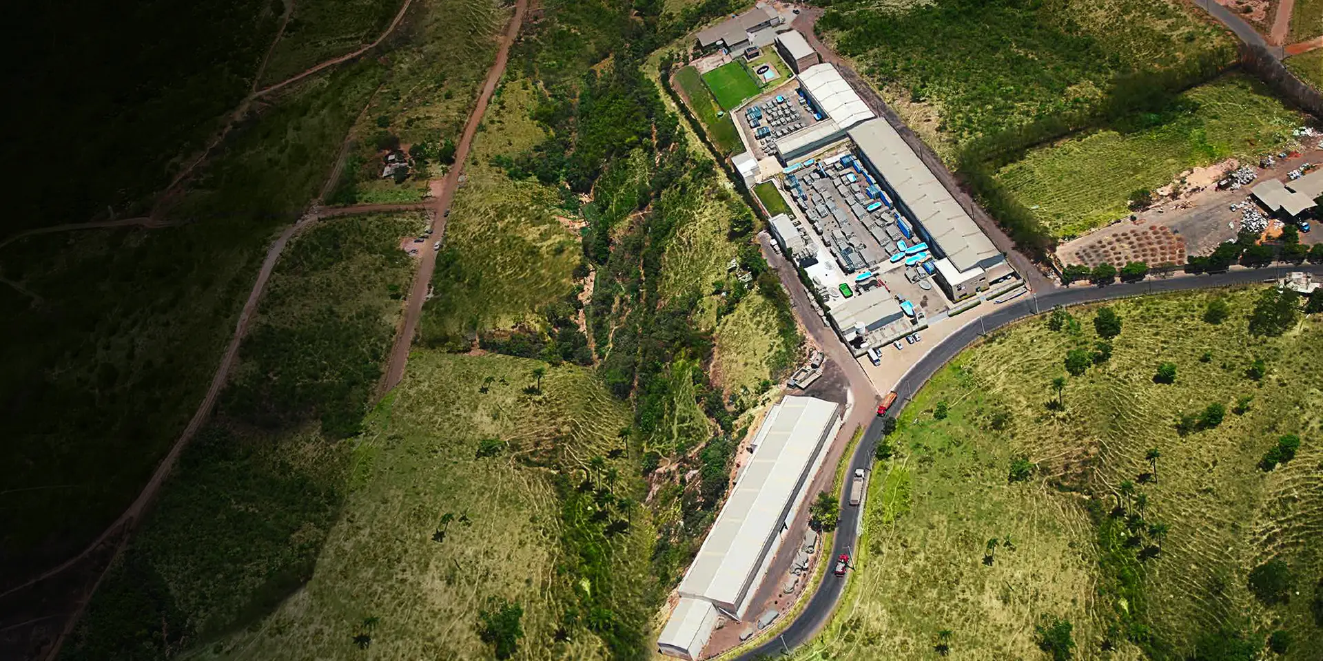 Aerial view of the Fiber factory — more than a pool manufacturer