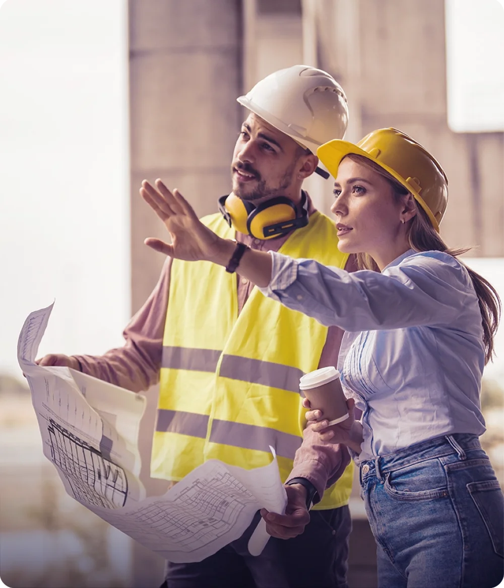 Construction professionals at a job site