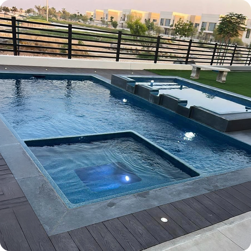 Fiber pool installed in Dubai — extreme heat
