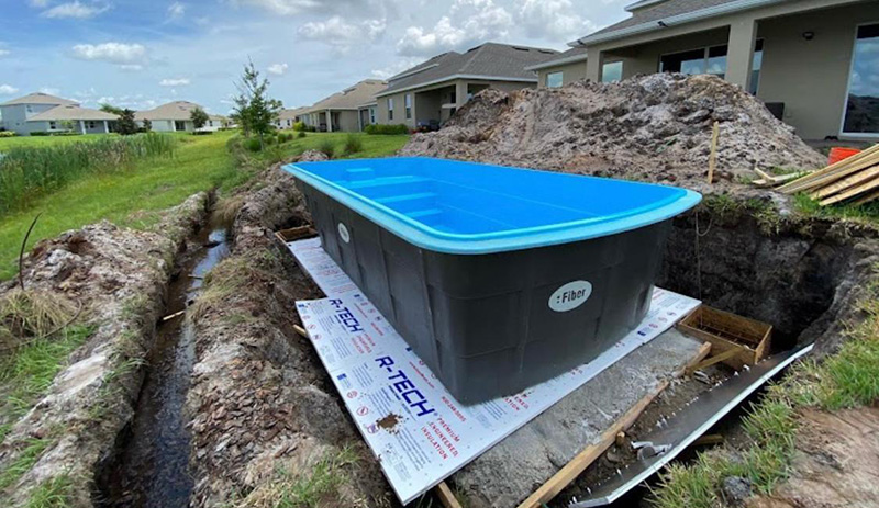 fiberglass pool construction residential community